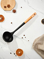 Половник для кухни, бамбук, силикон, навеска, черный, Daniks, Black, WFCFA-0038-3