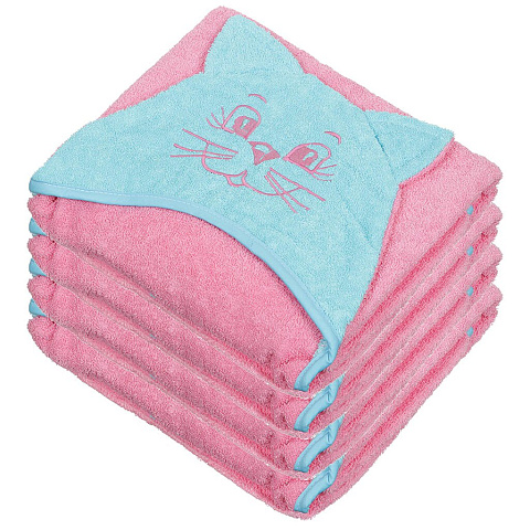 Полотенце детское 75х140 см, розовое, Вышневолоцкий текстиль, Уголок с вышивкой Летучая мышь, Россия