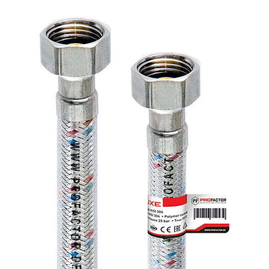 Подводка для воды 1/2&quot;х1.2 м, г-г, сталь, полимер, ProFactor