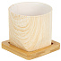 Кашпо керамика, 0.2 л, 8х7 см, с деревянной подставкой, Мрамор, Y4-5086 - фото 2