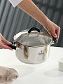 Кастрюля нержавеющая сталь, 3.6 л, крышка стекло, ручки силикон, RasheL, R-300к, индукция - фото 2