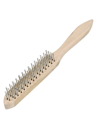 Щетка по металлу 4-рядная, рукоятка дерево, Bartex, 0414002