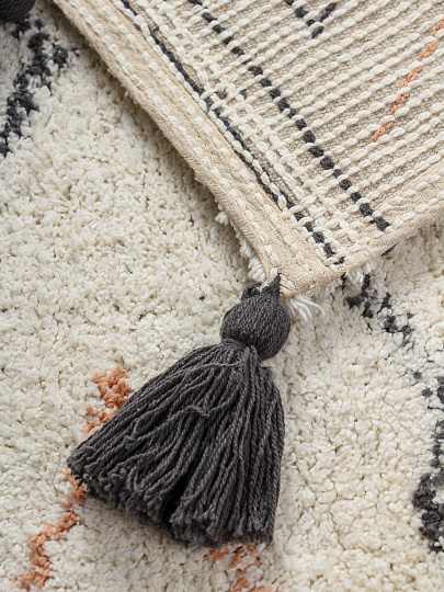 Коврик для ванной, 0.5х0.8 м, 100% хлопок, серые ромбы с кисточками, Silvano, Лиона