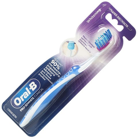 Зубная щетка Oral-B, PRO3D White Clinical Отбеливание, средней жесткости, взрослая, 38, в ассортименте