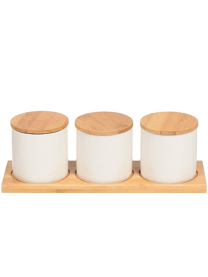Банка для сыпучих продуктов, керамика, 0.25 л, 3 шт, с крышкой