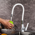 Смеситель для кухни, Frap, гибкий излив, с картриджем, белый, F4458 - фото 3