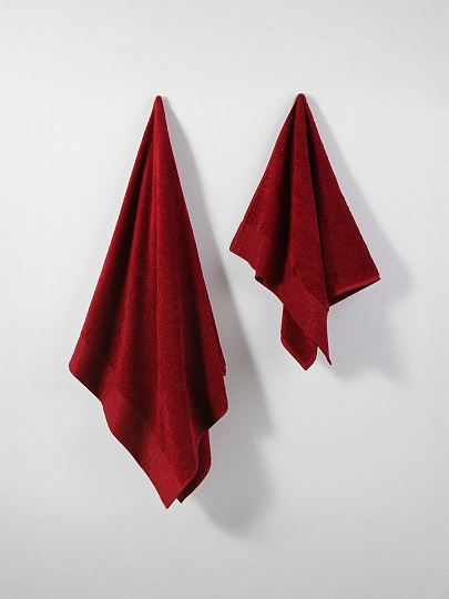 Набор полотенец 2 шт, 100% хлопок, 420 г/м2, Silvano, Мореска, бордо, Узбекистан