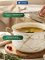 Кастрюля эмалированная сталь, 4 л, крышка стекло, Daniks, Белый мрамор, Y4-8965, индукция - фото 4