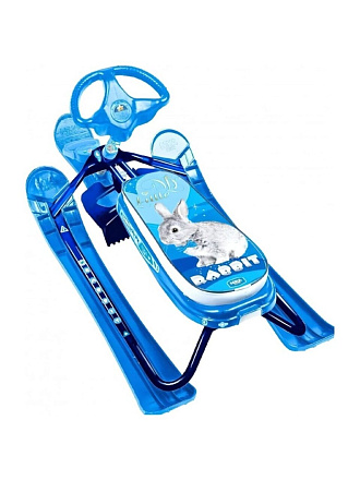 Снегокат Nika, Ника Кросс, СНК/КР2, 45 см, Кролик, синий, синий каркас, спортивный руль, трос с автом.намотк.