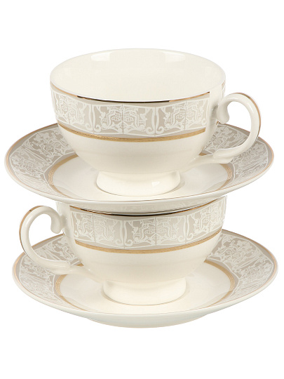 Набор чайный фарфор, 4 предмета, на 2 персоны, 300 мл, Lefard, Свадебный, 115-369, подарочная упаковка