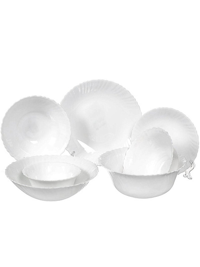 Тарелка обеденная, стеклокерамика, 24 см, круглая, Белая, Daniks, 223765 LHP95