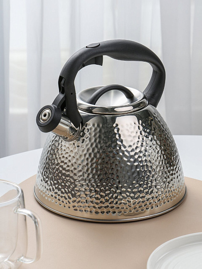 Чайник нерж, 3 л, со свист, нержавеющая сталь, Daniks, GS-04197A-1