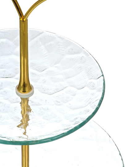 Ваза для фруктов, 3 яр, стекло, 15,20,25см, Лед с золотой отводкой, Daniks