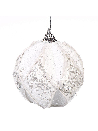 Елочный шар белый, 8 см, SYPMQB-1022441