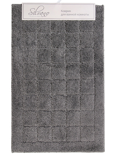 Коврик для ванной, 0.5х0.8 м, полиэстер, графит, Silvano, Клетка, Y4-11461