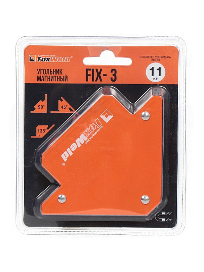 Угольник для сварки FoxWeld, FIX-3, магнитный, 11 кг, 45°, 90°, 135° °, 5384