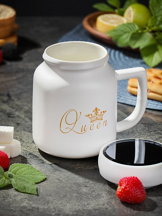 Кружка керамика, 450 мл, Королева, с крышкой, Y6-10123