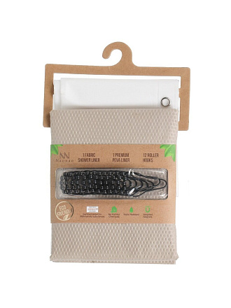 Штора для ванн 180х180 см, полиэстер, ЭВА, бежевая, A310018