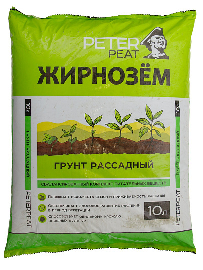 Грунт Жирнозем, Рассадный торфяной, 10 л, Peter Peat