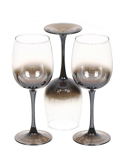 Бокал для вина, 420 мл, стекло, 3 шт, Glasstar, Шоколад Омбре, RNСHO_8166_11