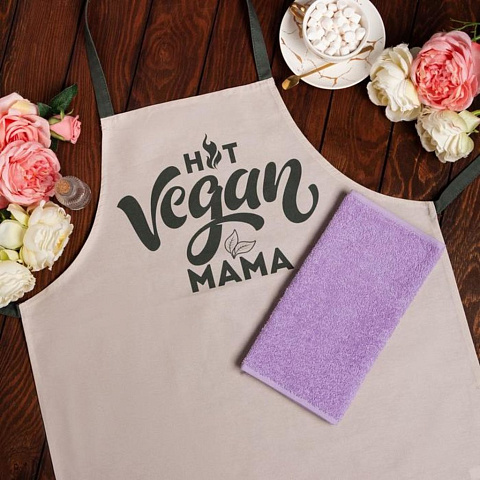 Набор подарочный «Этель» Vegan mama фартук 70х60 см, полотенце 30х60 см, 100% хл, 7043590