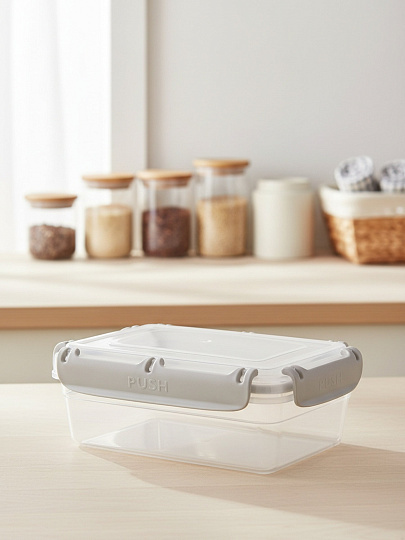 Контейнер пищевой пластик, 1.4 л, 21.5х15.1х7.5 см, пепельный жемчуг, прямоугольный, Plast team, Bergen, PT104510024