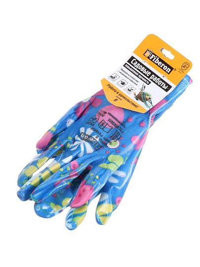 Перчатки полиэстер, нитриловый облив, без рисунка, цвет в ассортименте, разноцветные, Fiberon