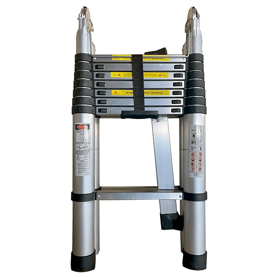 Лестница шарнирная 2 секции, 8 ступеней, алюминий, 5 м, 150 кг, телескопическая, Alumet, DTLH 2.5