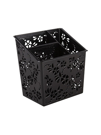 Подставка универсальная для мелочей, пластик, 16.5х12.5х17 см, черная, Альтернатива, М6342