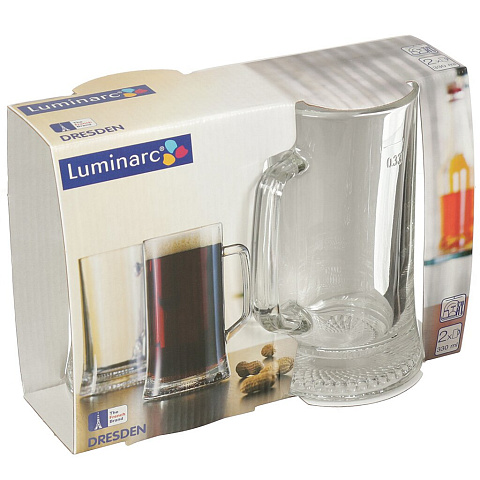 Кружка пивная стеклянная Luminarc Dresden H5112, 2 шт, 330 мл