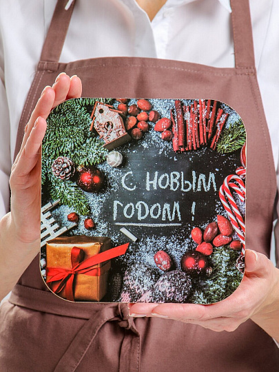 Подставка под горячее, дерево, квадратная, 18 см, Подарки, С-94