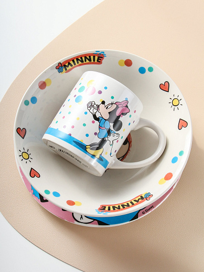 Набор детской посуды фарфор, 3 шт, Минни Маус, Мыльные пузыри, подарочная упаковка, 293869