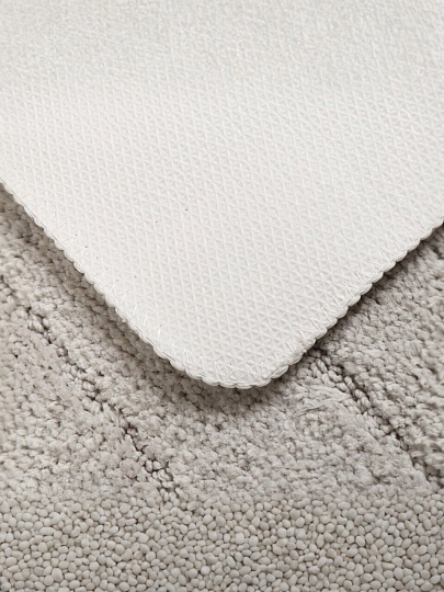 Набор ковриков для ванной и туалета, антискользящий, 2 шт, 0.5х0.8, 0.47х0.5 м, полиэстер, светло-серый, Полосы, TDM5080-05