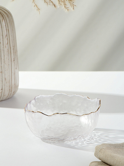 Салатник стекло, круглый, 13х6 см, 0.3 л, отвод золотом, Алмаз, Y6-10089/Y4-9202