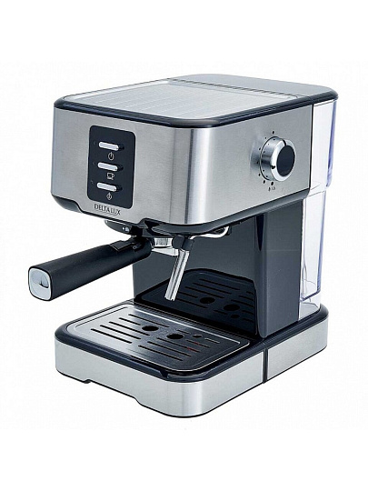Кофеварка электрическая, рожковая, 1.5 л, Delta Lux, DE-2001, 850 Вт, 15 бар, капучино, эспрессо, черная