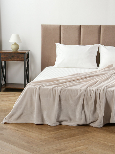 Плед евро, 200х220 см, 280 г/м2, микрофибра, 100% полиэстер, Silvano, Сильвия, светло-серый