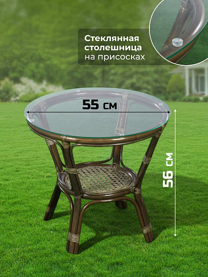 Мебель садовая Мария, оливковая, стол, 55х55х56 см, 2 кресла, подушка бежевая, 110 кг, подушка бежевая, IND11B