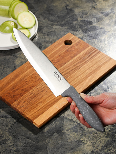 Набор ножей 6 предметов, нержавеющая сталь, рукоятка пластик, с подставкой, пластик, Daniks, Гранит, W-A371