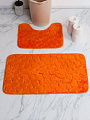 Набор ковриков для ванной и туалета, 2 шт, 0.5х0.8, 0.4х0.5 м, полиэстер, оранжевый, Камешки, Y4-11227