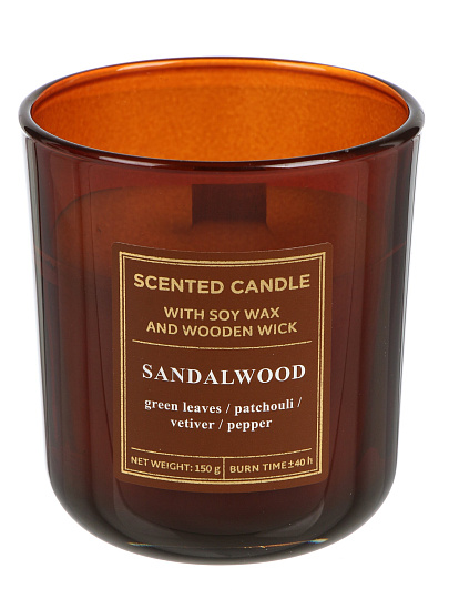 Свеча ароматизированная, 9х8х8 см, в стакане, Bartek Candles, Древесина, 150 гр