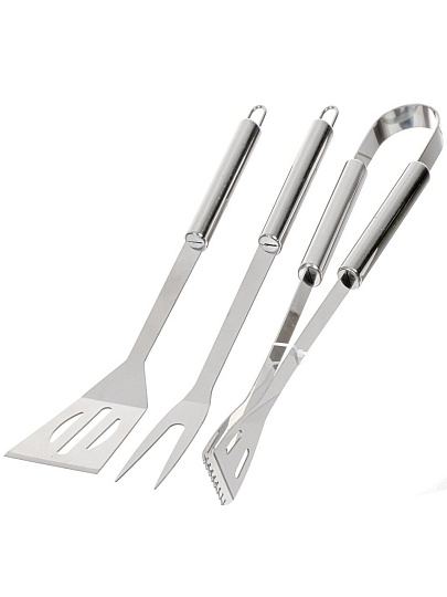 Набор для барбекю костровой, железо, 3 предмета, вилка, щипцы, лопатка, Y9-281