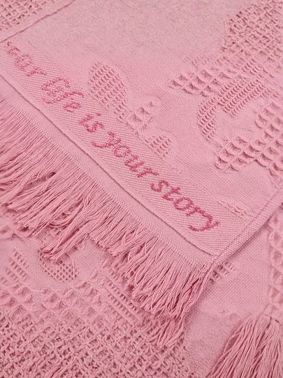 Плед 1.5-спальный, 150х180 см, 100% хлопок, Barkas, Green Days, пудрово-розовый, AI-2209002