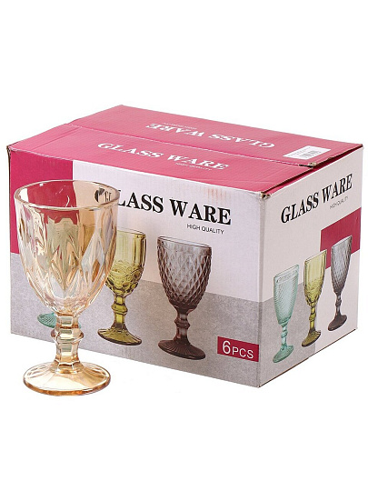 Бокал для вина, 300 мл, стекло, 6 шт, Мёд, Y4-5416