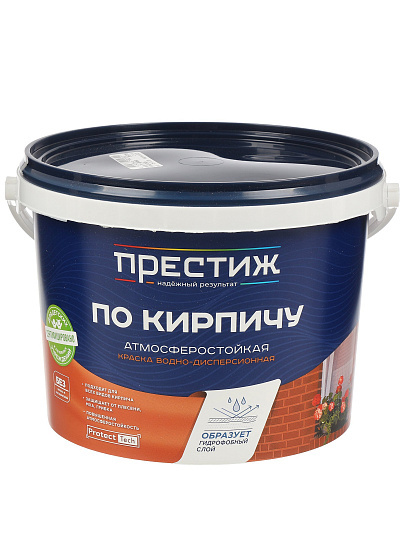 Краска воднодисперсионная Престиж, акриловая, фасадный по кирпичу, влагостойкая, матовая, серая, серая, 2.4 кг