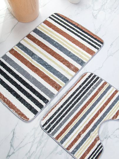 Коврик для ванной и туалета, 0.5х0.8 м, микрофиб, полосатый, Y4-9950