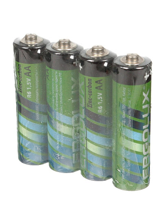 Батарейка Ergolux, АА (R6, 15D), Zinc-carbon, солевая, 1.5 В, спайка, 4 шт, 12441