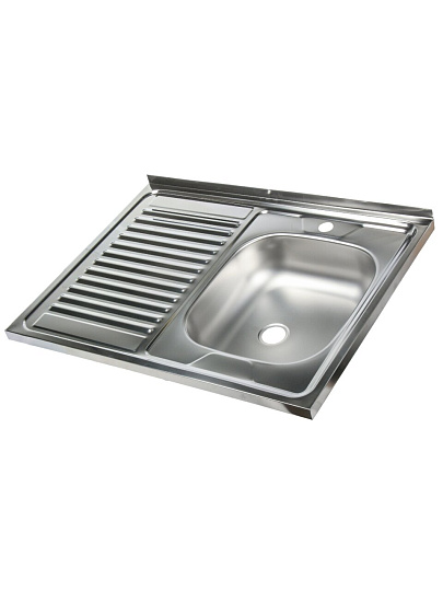 Мойка кухонная накладная, Ukinox, Стандарт, нержавеющая сталь, 800х600х155 мм, STD800.600 ---4C 0R