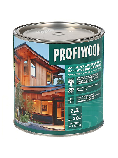 Пропитка Profiwood, для дерева, защитно-декоративная, орех, 2.3 кг