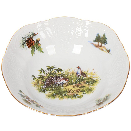 Салатник фарфор, круглый, 16 см, Охотничьи сюжеты Куропатка, Bernadotte, P1750675JQZU001011