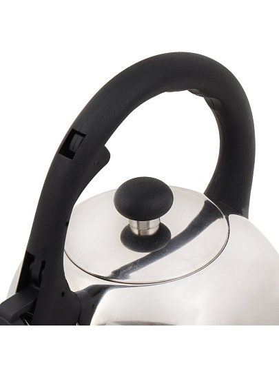 Чайник нержавеющая сталь, 2 л, со свистком, зеркальный, ручка бакелитовая, с силиконовым покрытием, Daniks, Классика, индукция, M-081